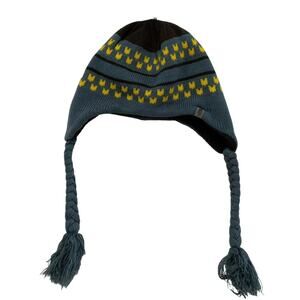 THE NORTH FACE Kids Knit Earflap Beanie in Blue Yellow Gray Size Medium Youth
